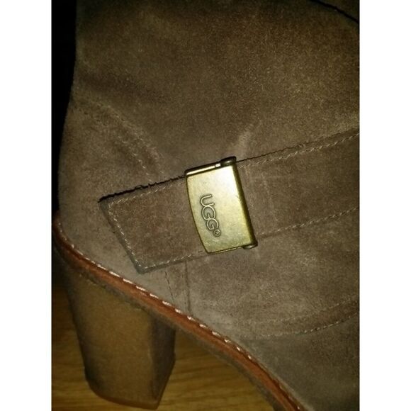UGG Australia Crepe Boots Women Sz 9 Block Heel Suede Buckle Winter Boho - Picture 4 of 9